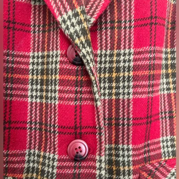 Vtg women 80’s tartan tweed wool blend academia preppy statement blazer - Picture 2 of 7